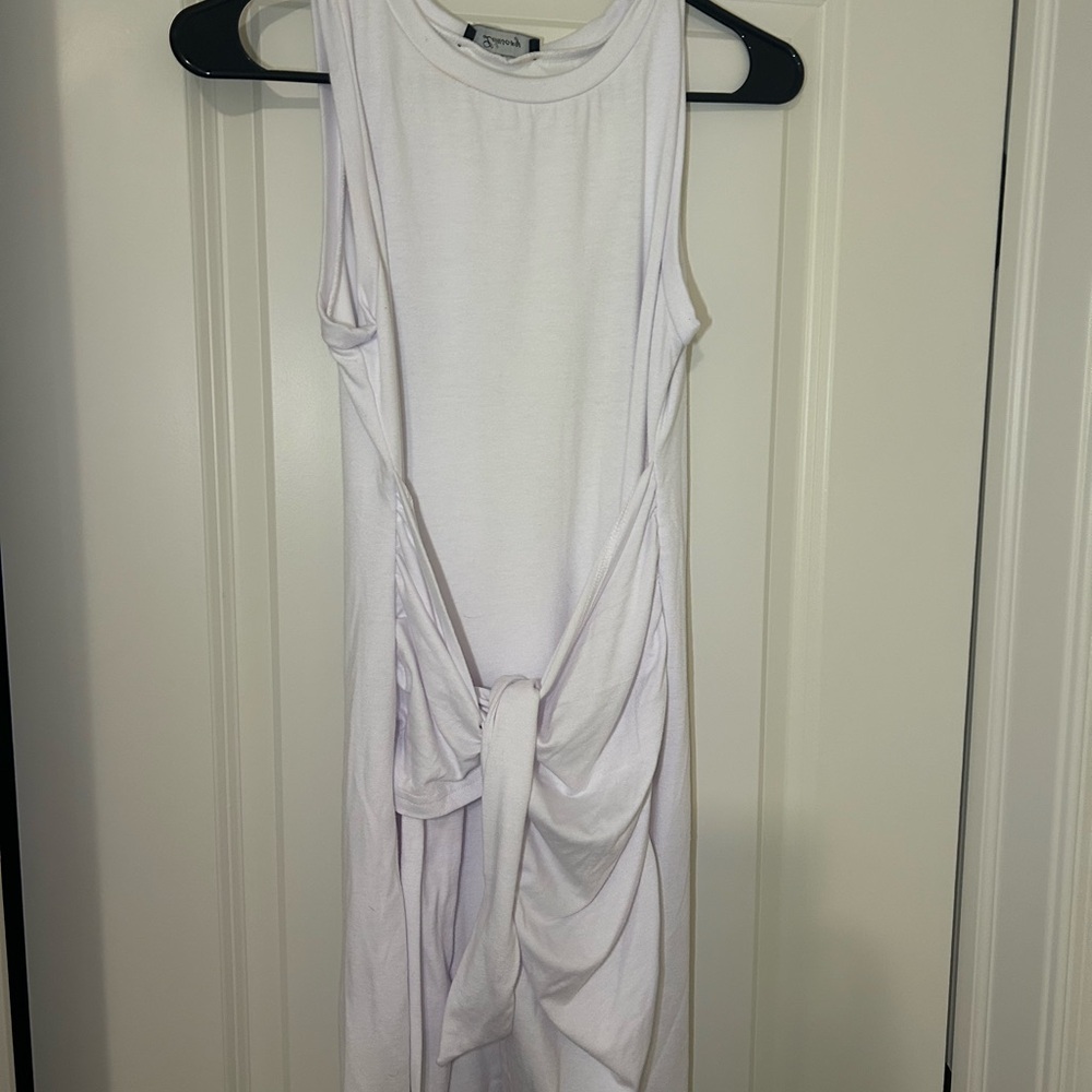 Chic White Tie-Front Midi Dress